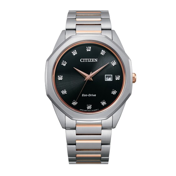 Men's Citizen Eco-Drive® Corso Diamond Accent Two-Tone Watch with Black Dial (Model: BM7496-56G) Men's Citizen Eco-Drive® Corso Diamond Accent Two-Tone Watch with Black Dial (Model: BM7496-56G)