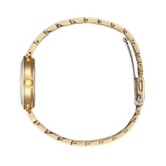 Ladies' Citizen Eco-Drive® Crystal Accent Two-Tone Watch with Mother-of-Pearl Dial (Model: EM0844-58D) Ladies' Citizen Eco-Drive® Crystal Accent Two-Tone Watch with Mother-of-Pearl Dial (Model: EM0844-58D)