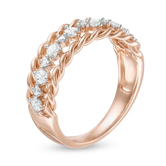 3/8 CT. T.w. Diamond Rope Edge Anniversary Band in 10K Rose Gold