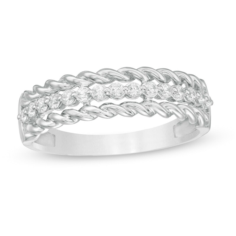 1/5 CT. T.W. Diamond Rope Edge Anniversary Band in 10K White Gold