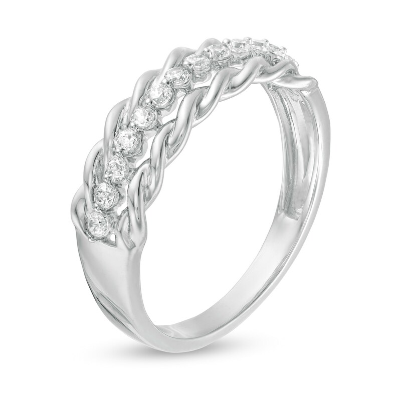 1/5 CT. T.W. Diamond Rope Edge Anniversary Band in 10K White Gold