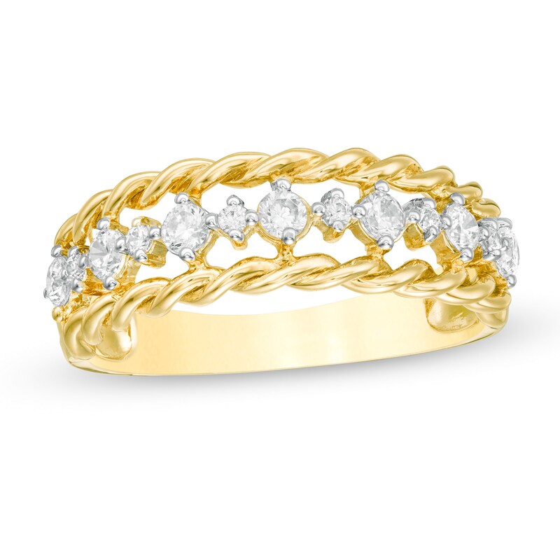 3/8 CT. T.W. Diamond Rope Edge Anniversary Band in 10K Gold