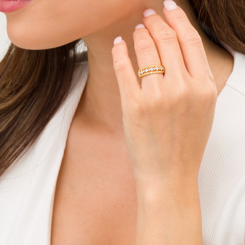 3/8 CT. T.W. Diamond Rope Edge Anniversary Band in 10K Gold