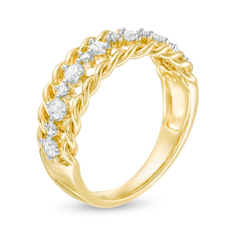 3/8 CT. T.W. Diamond Rope Edge Anniversary Band in 10K Gold