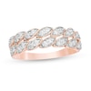 Thumbnail Image 0 of 3/8 CT. T.W. Diamond Leaf Double Row Anniversary Band in 10K Rose Gold