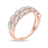 Thumbnail Image 2 of 3/8 CT. T.W. Diamond Leaf Double Row Anniversary Band in 10K Rose Gold