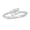 Thumbnail Image 1 of Marilyn Monroe™ Collection 1/5 CT. T.W. Baguette and Round Diamond Bypass Ring in 10K White Gold