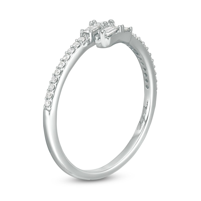 Main Image 2 of Marilyn Monroe™ Collection 1/5 CT. T.W. Baguette and Round Diamond Bypass Ring in 10K White Gold