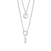Thumbnail Image 1 of 1/10 CT. T.W. Diamond Heart-Shaped Lock and Key Double Strand Necklace in Sterling Silver