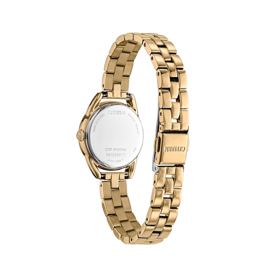 Ladies' Citizen Eco-DriveÂ® Gold-Tone Watch with Silver-Tone Dial (Model: Em0682-74A)