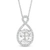 Thumbnail Image 1 of Oval Lab-Created White Sapphire Infinity Loop Pendant in Sterling Silver