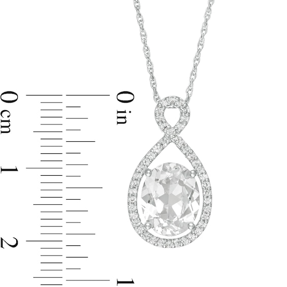 Oval Lab-Created White Sapphire Infinity Loop Pendant in Sterling Silver