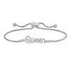 Thumbnail Image 1 of 1/6 CT. T.W. Diamond Cursive "Queen" Bolo Bracelet in Sterling Silver - 10"