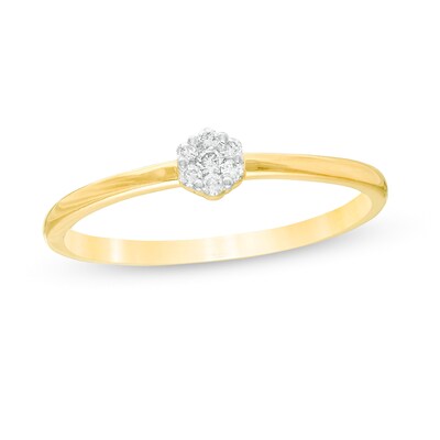 1 15 Ct T W Composite Diamond Small Flower Promise Ring In 10k Gold Zales