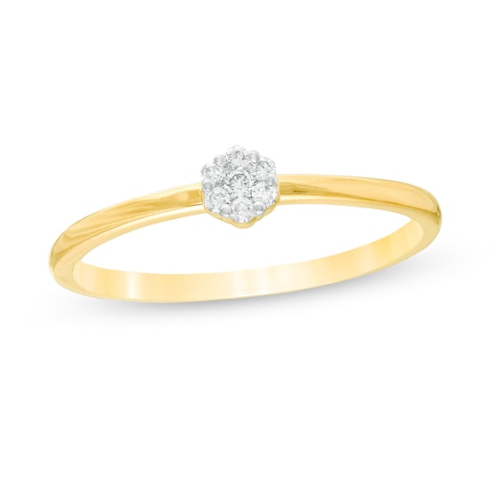 1/15 CT. T.w. Composite Diamond Small Flower Promise Ring in 10K Gold