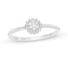 1/15 CT. T.W. Composite Diamond Beaded Flower Promise Ring in 10K White Gold