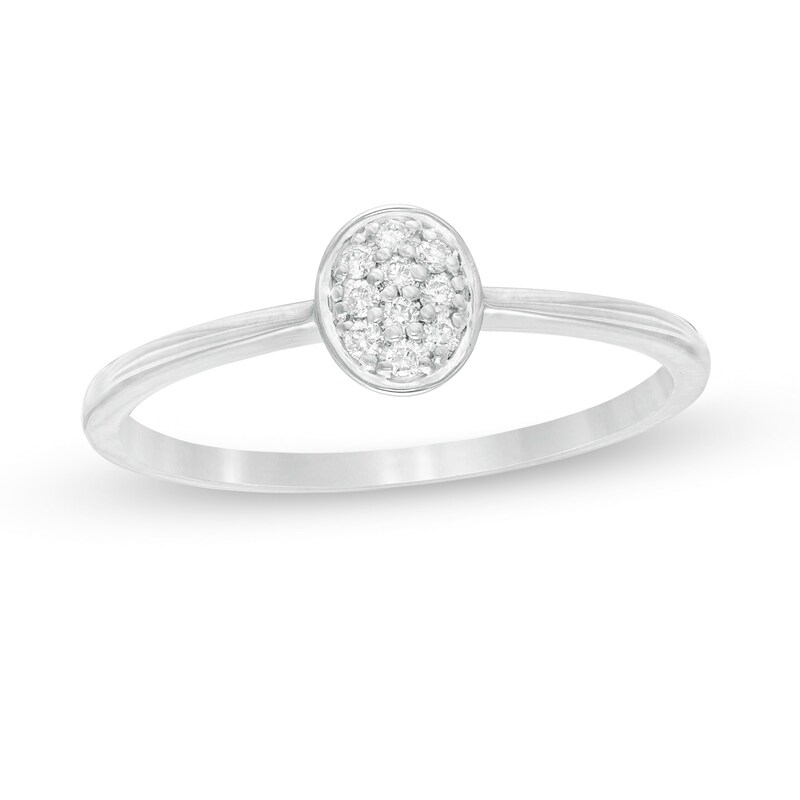 1/15 CT. T.W. Composite Diamond Oval Promise Ring in 10K White Gold