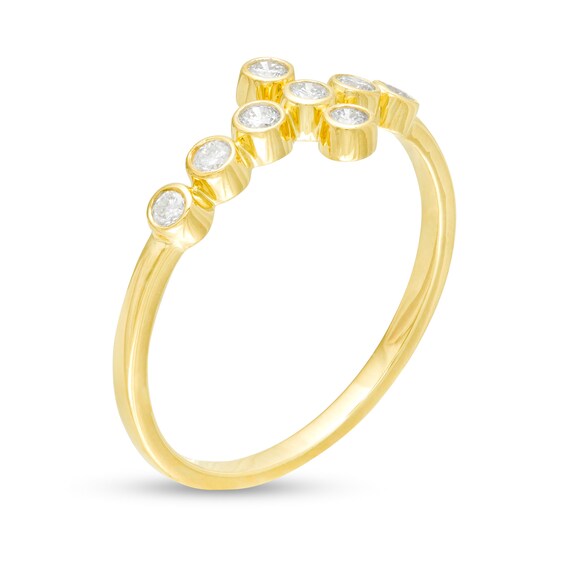 1/5 CT. T.w. Diamond Sideways Bubbles Cross Ring in 10K Gold