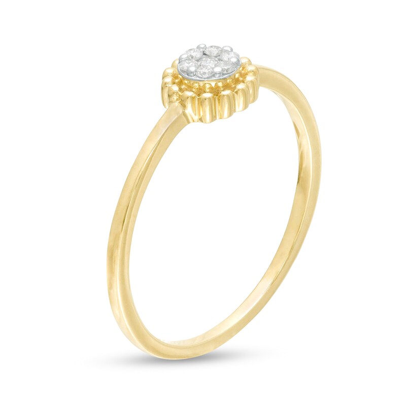 Main Image 3 of 1/15 CT. T.W. Composite Diamond Beaded Flower Promise Ring in 10K Gold
