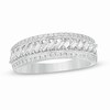 Thumbnail Image 1 of 1/2 CT. T.W. Baguette and Round Diamond Slant Multi-Row Band in 14K White Gold