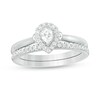 Thumbnail Image 0 of 3/8 CT. T.W. Pear-Shaped Diamond Frame Bridal Set in 14K White Gold