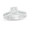 3/8 CT. T.W. Emerald-Cut Diamond Frame Bridal Set in 14K White Gold