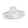 Thumbnail Image 0 of 3/8 CT. T.W. Emerald-Cut Diamond Frame Bridal Set in 14K White Gold