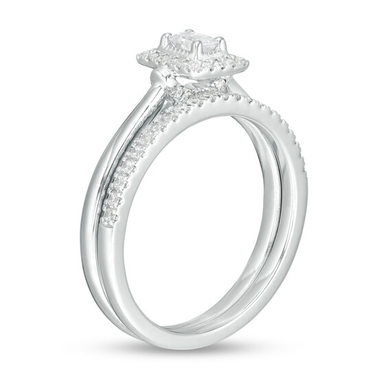 3/8 CT. T.w. Emerald-Cut Diamond Frame Bridal Set in 14K White Gold
