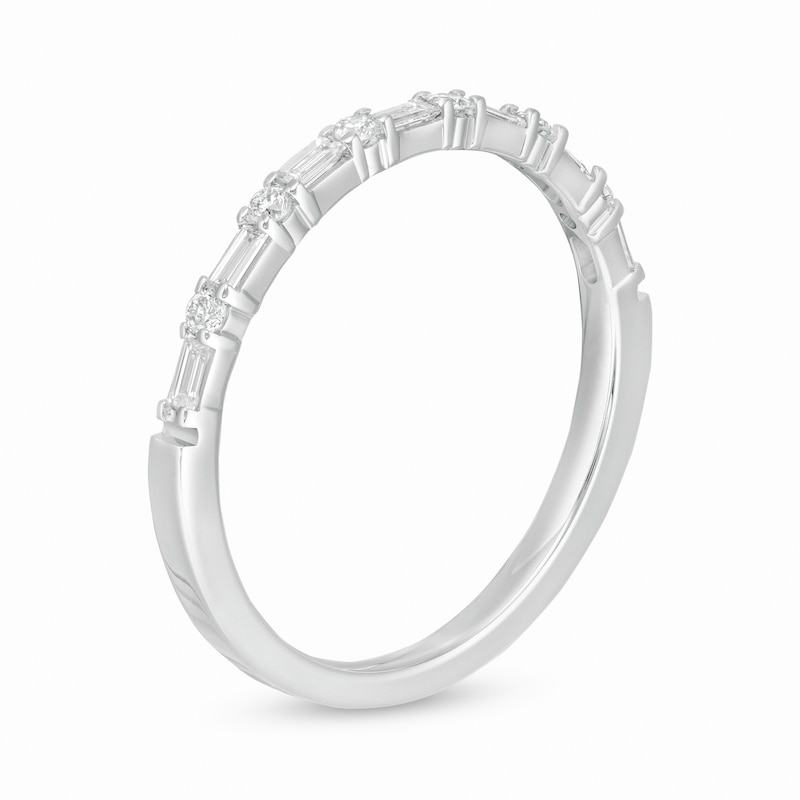Main Image 3 of 1/4 CT. T.W. Baguette and Round Diamond Alternating Band in 14K White Gold