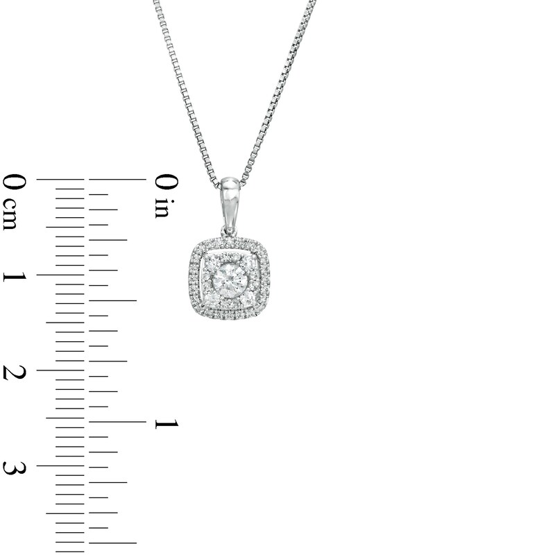 Main Image 3 of 3/8 CT. T.W. Diamond Cushion Frame Pendant in 10K White Gold
