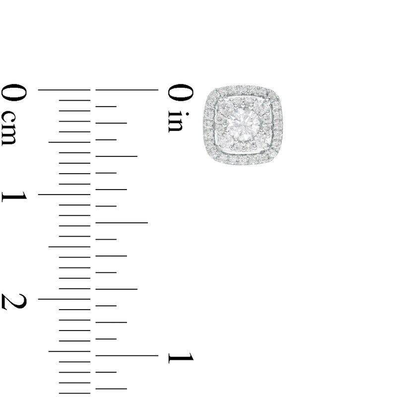 Main Image 3 of 5/8 CT. T.W. Diamond Cushion Frame Stud Earrings in 10K White Gold