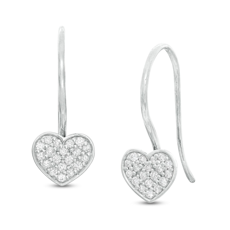 1/6 CT. T.W. Composite Diamond Heart Drop Earrings in 10K White Gold
