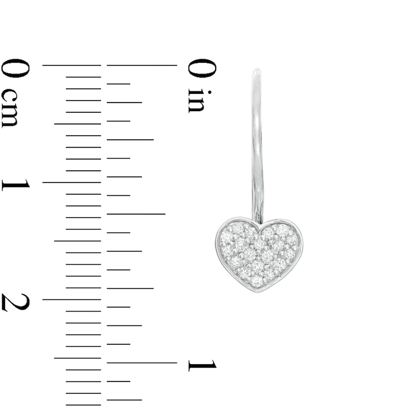 1/6 CT. T.W. Composite Diamond Heart Drop Earrings in 10K White Gold