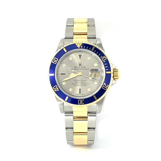 Previously Owned - Men's Rolex Submariner 1/15 CT. T.w. Diamond Two-Tone 18K Gold Watch with Silver-Tone Serti Dial