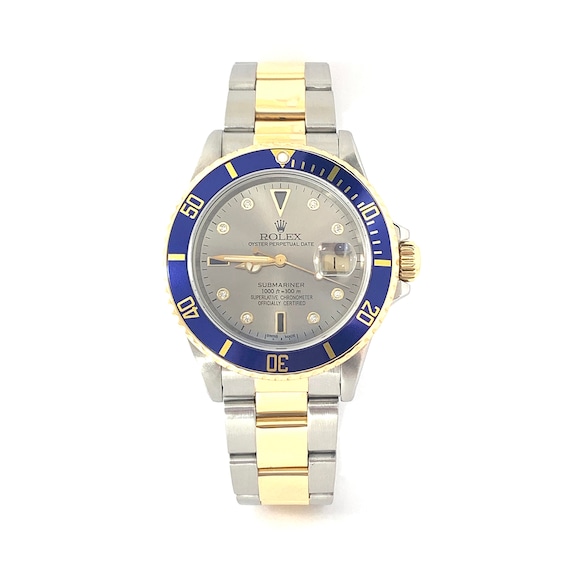 Previously Owned - Men's Rolex Submariner 1/15 CT. T.w. Diamond Two-Tone 18K Gold Watch with Silver-Tone Serti Dial