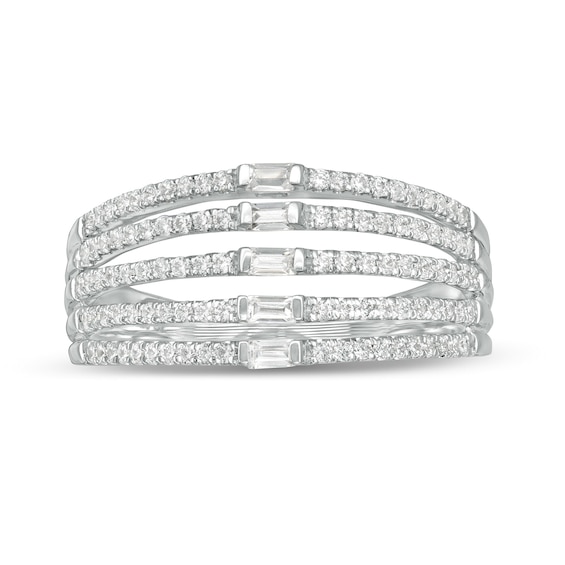 1/2 CT. T.w. Diamond Five Row Open Shank Ring in 10K White Gold