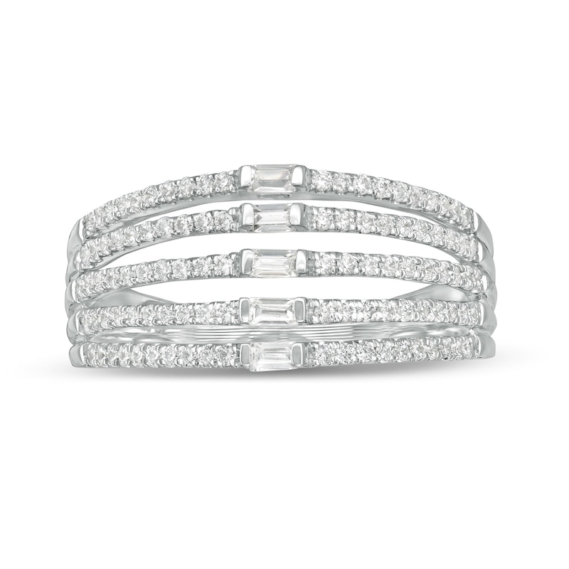 Main Image 1 of 1/2 CT. T.W. Diamond Five Row Open Shank Ring in 10K White Gold