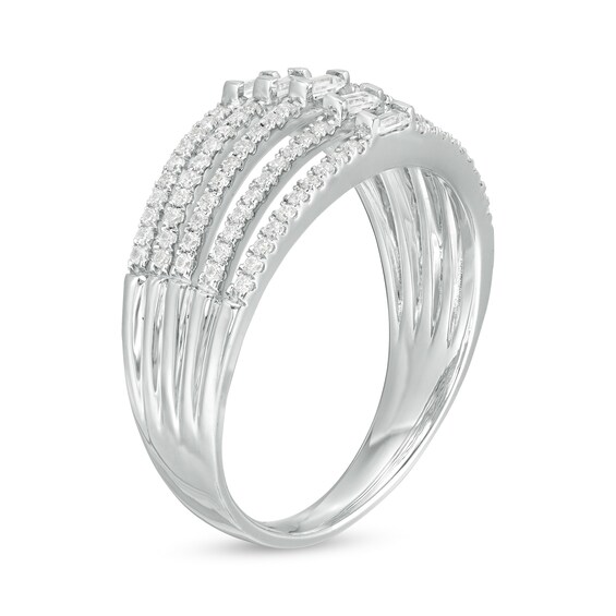 1/2 CT. T.w. Diamond Five Row Open Shank Ring in 10K White Gold