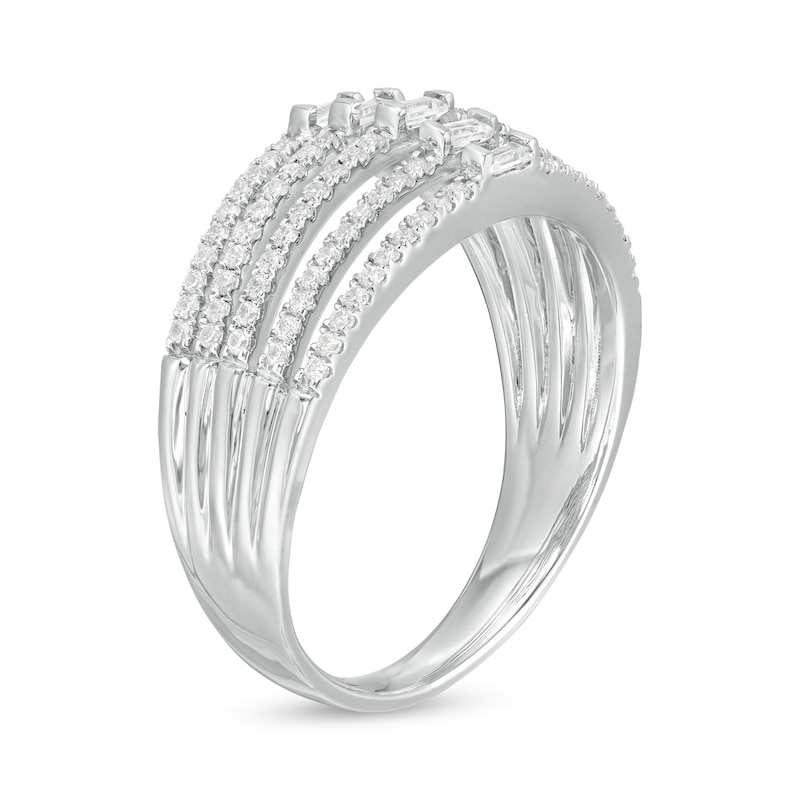 Main Image 3 of 1/2 CT. T.W. Diamond Five Row Open Shank Ring in 10K White Gold
