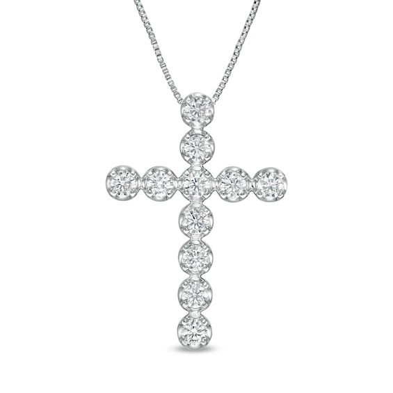 1 CT. T.w. Diamond Cross Pendant in 10K White Gold