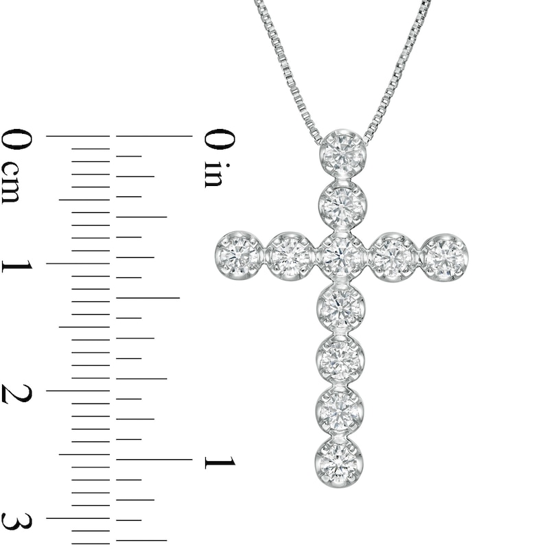 Main Image 3 of 1 CT. T.W. Diamond Cross Pendant in 10K White Gold