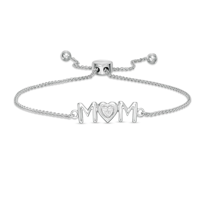 Main Image 1 of Diamond Accent Uppercase "MOM" Bolo Bracelet in Sterling Silver - 9.5"