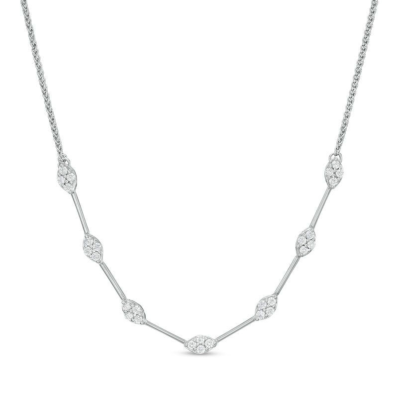 Marilyn Monroe™ Collection 1/2 CT. T.W. Diamond Marquise Station Necklace in 10K White Gold