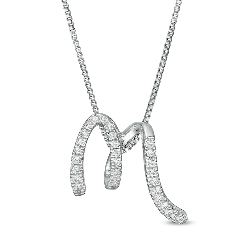Main Image 1 of Marilyn Monroe™ Collection 1/5 CT. T.W. Diamond "M" Pendant in Sterling Silver