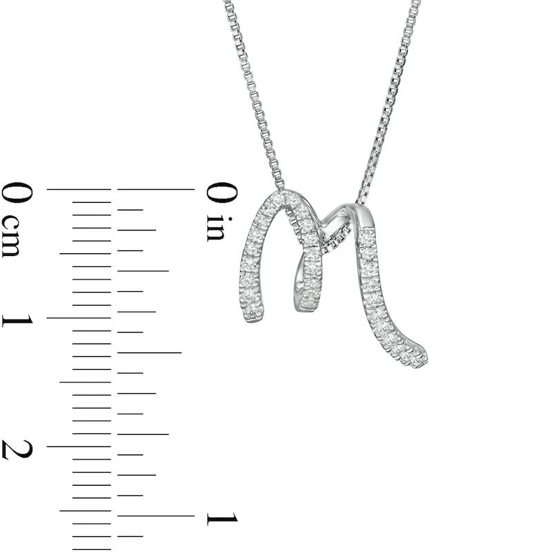 Main Image 3 of Marilyn Monroe™ Collection 1/5 CT. T.W. Diamond "M" Pendant in Sterling Silver