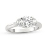 1 CT. T.W. Half-Moon-Shaped and Round Diamond Three Stone Engagement Ring in Platinum