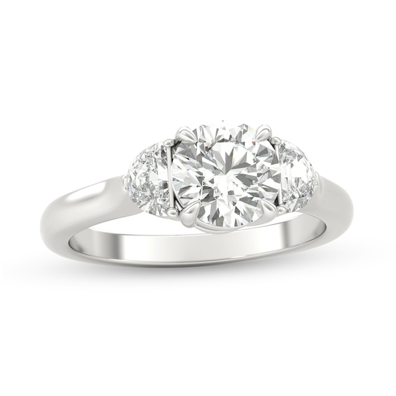 1-1/3 CT. T.W. Half-Moon-Shaped and Round Diamond Three Stone Engagement Ring in Platinum 1-1/3 CT. T.W. Half-Moon-Shaped and Round Diamond Three Stone Engagement Ring in Platinum