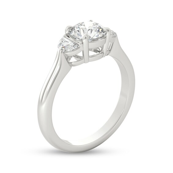 1-1/3 CT. T.W. Half-Moon-Shaped and Round Diamond Three Stone Engagement Ring in Platinum 1-1/3 CT. T.W. Half-Moon-Shaped and Round Diamond Three Stone Engagement Ring in Platinum