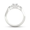 1 CT. T.W. Cushion-Cut and Pear-Shaped Three Stone Diamond Engagement Ring in Platinum