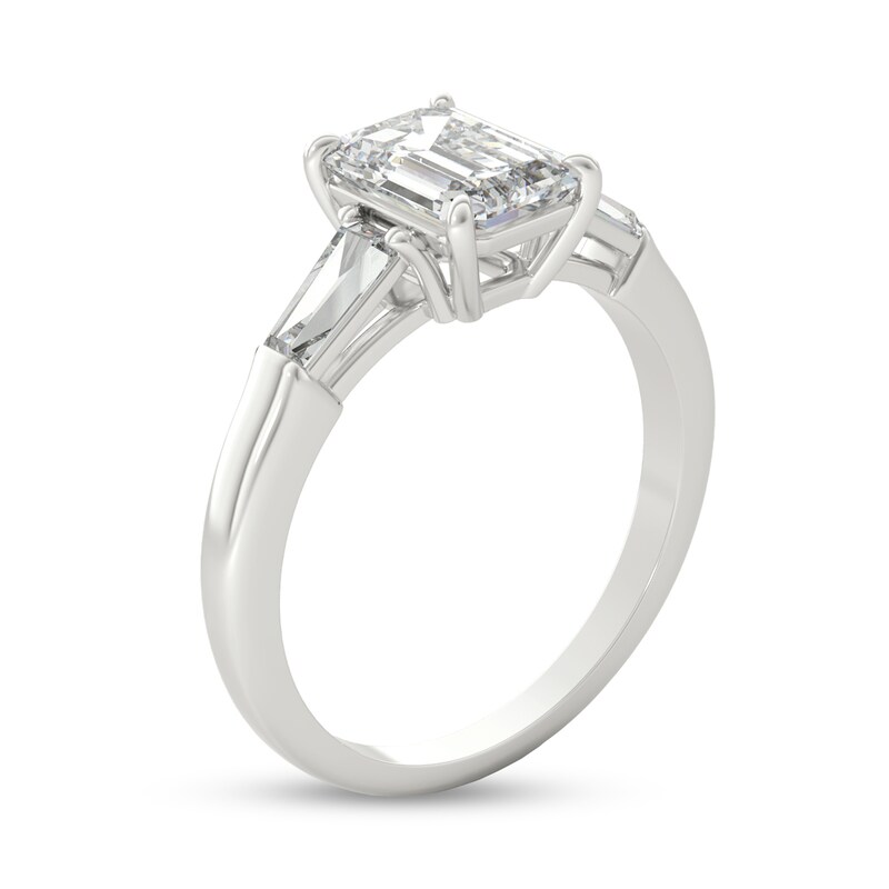 2 CT. T.W. Emerald-Cut and Baguette Diamond Three Stone Engagement Ring in Platinum